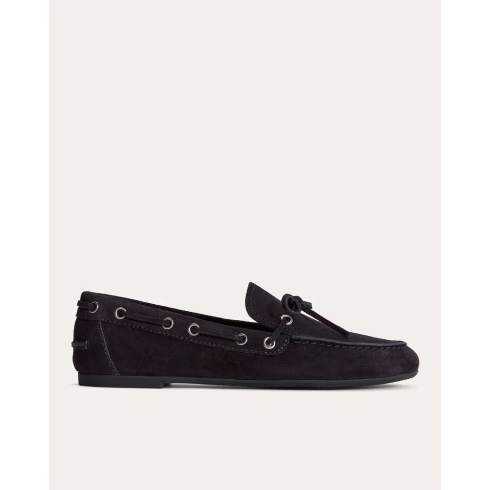 Everlane Dark Navy Suede Boat Shoes Womens Size 8 NWB Minimalist Loafers Flats
